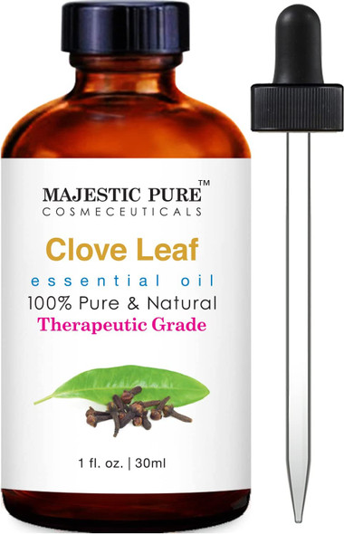 MAJESTIC PURE Clove Essential Oil, Therapeutic Grade, Pure and Natural, for Aromatherapy, Massage, Topical & Household Uses, 1 fl oz
