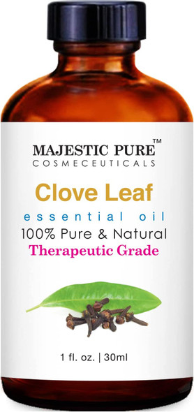 MAJESTIC PURE Clove Essential Oil, Therapeutic Grade, Pure and Natural, for Aromatherapy, Massage, Topical & Household Uses, 1 fl oz