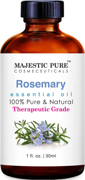 MAJESTIC PURE Rosemary Essential Oil, Therapeutic Grade, Pure and Natural, for Aromatherapy, Massage, Topical & Household Uses, 1 fl oz