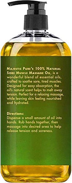 MAJESTIC PURE Arnica Sore Muscle Massage Oil for Body - Best Natural Therapy Therapy Oil with Lavender and Chamomile Essential Oils - Warming, Relaxing, Massaging Joint & Muscles - 8 fl. oz.