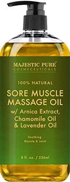 MAJESTIC PURE Arnica Sore Muscle Massage Oil for Body - Best Natural Therapy Therapy Oil with Lavender and Chamomile Essential Oils - Warming, Relaxing, Massaging Joint & Muscles, 8 fl. oz, Set of 2