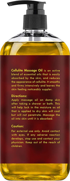 MAJESTIC PURE Cellulite Massage Oil - with Vegan Collagen & Stem Cells, Unique Blend of Massage Essential Oils - Anti Cellulite Oil Improves Skin Tightening and Firming, 8 fl oz