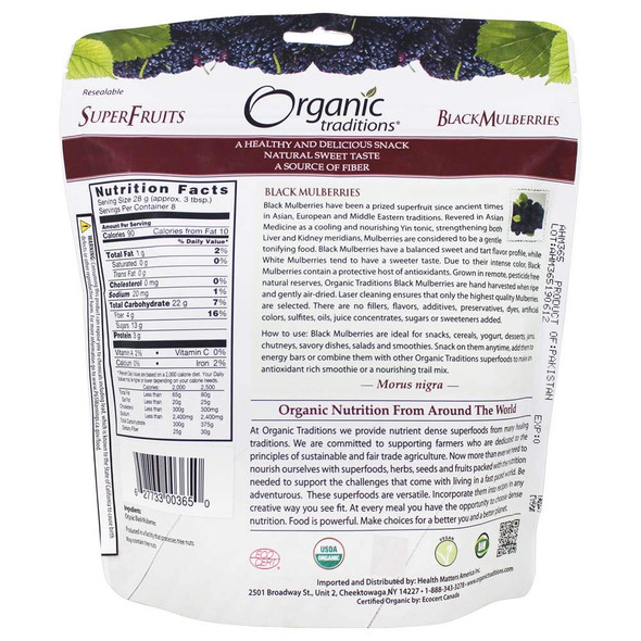 Organic Traditions Black Mulberries 227 g