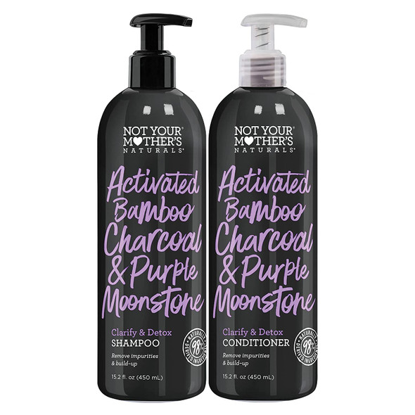 Not Your Mother's Naturals Clarify & Detox Shampoo and Conditioner (2-Pack) - 15.2 fl oz - Activated Bamboo Charcoal & Purple Moonstone - Remove Hair Impurities & Build-Up