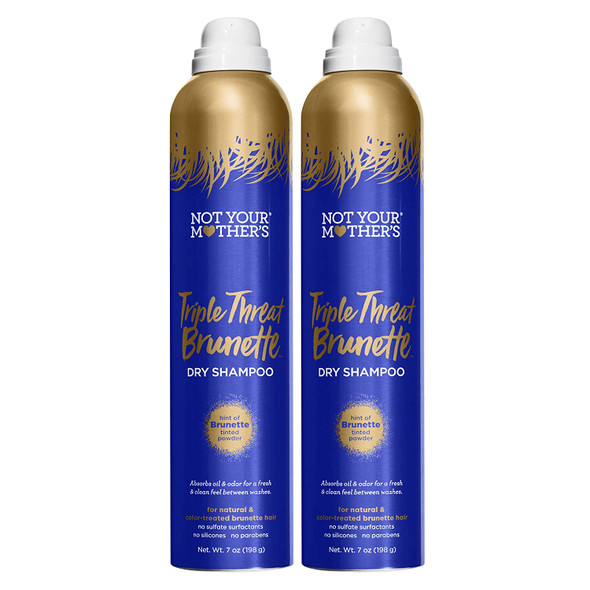 Not Your Mother's Triple Threat Brunette Dry Shampoo (2-Pack) - 7 oz - Tinted Dry Shampoo for Brunettes - Absorbs Excess Oil and Extends Hair Color