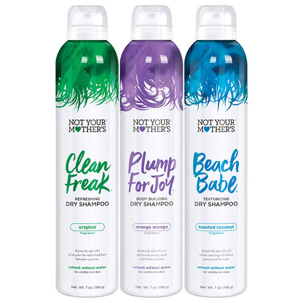 Not Your Mother's Dry Shampoo Assortment (3-Pack) - 7 oz - Clean Freak Dry Shampoo, Plump for Joy Dry Shampoo, Beach Babe Dry Shampoo - Instantly Absorbs Oil in Hair