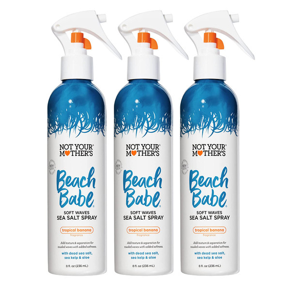 Not Your Mother's Beach Babe Soft Waves Sea Salt Spray (3-Pack) - 8 fl oz - Spray for Tousled Hair - Achieve Effortlessly Soft and Tousled Waves