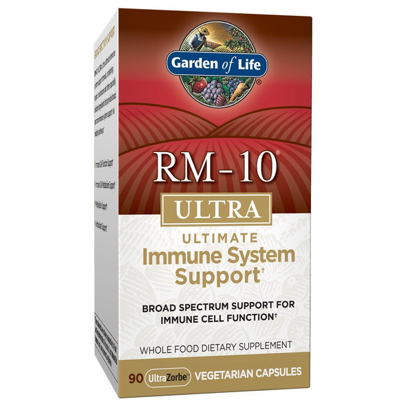 Garden of Life RM-10 Ultra Ultimate Immune System Support - 90 Capsules, Broad Spectrum Support for Immune Cell Function, Immune System Support Blend, DNA Methylation Complex & Organic Mushroom Blend