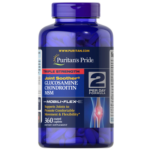 Puritan's Pride Glucosamine, Chondroitin & MSM Joint Soother-2 Per Day Formula 360Tablets