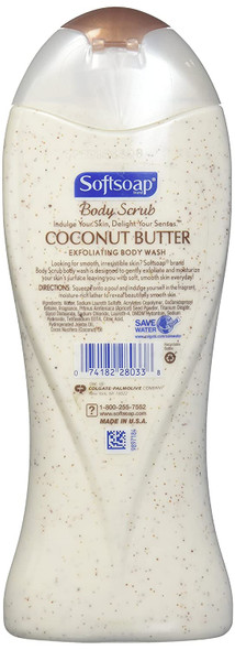 Softsoap Body Butter Coconut Scrub, Body Buff Wash 15 oz (Pack of 1)