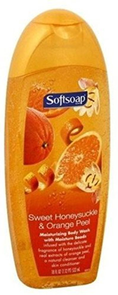 Softsoap Moisturizing Body Wash with Moisture Beads Sweet Honeysuckle & Orange Peel 18 oz (Pack of 4)