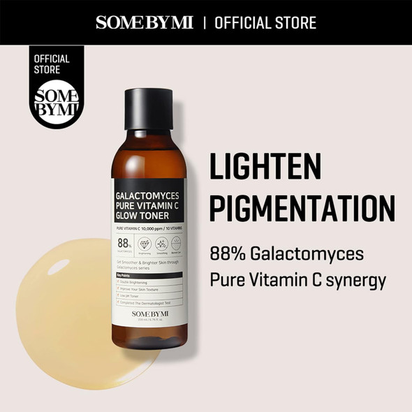 Some By Mi Galactomyces Pure Vitamin C Glow Toner, 6.76 Fl Oz. (200 Ml), Anti-Wrinkle, Propolis Extract, Brightening, Irritation-Free, Natural Ingredients, Moisturization, Smoothing