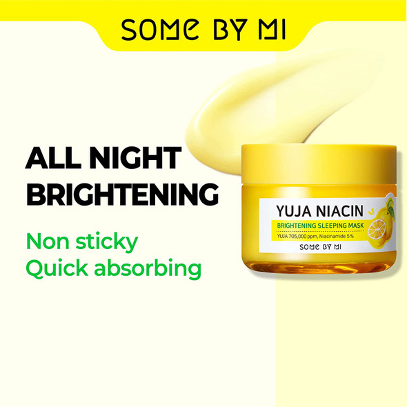 SOME BY MI Niacin 30Days Miracle Brightening Sleeping Mask, 60g (2.11oz), Intensive Brightening, Anti-Wrinkle, Yuja Extract, Spot Care, Moisture Recharge