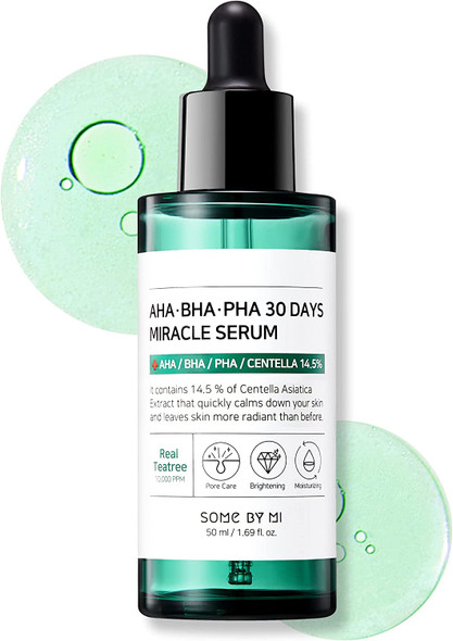 SOME BY MI AHA BHA PHA 30Days Miracle Serum 50ml, Calming, for Sensitive Skin, Teatree Leaf Water, Anti-wrinkle, Blemish Care, Remove Dead Cells, Hydration, Strengthen Skin Barrier, Sebum Control