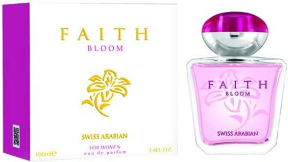 Faith Bloom, Eau De Parfum for Women | Delicate blend of Calabrian Bergamot, tender floral heart of Pink Peony, Damascus Rose and White Musk Fragrance | by perfume artisan Swiss Arabia | 100mL Spray