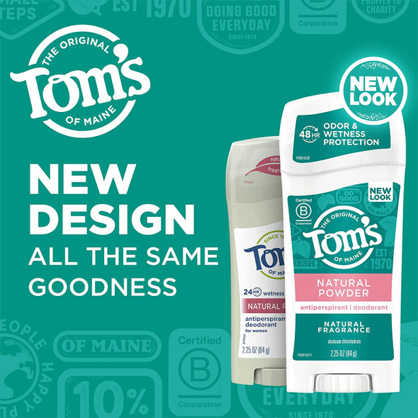 Tom's of Maine Antiperspirant Deodorant for Women, Natural Powder, 2.25 oz. (Packaging May Vary)