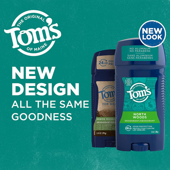 Tom's of Maine Long-Lasting Aluminum-Free Natural Deodorant for Men, North Woods, 2.8 oz. (Packaging May Vary)