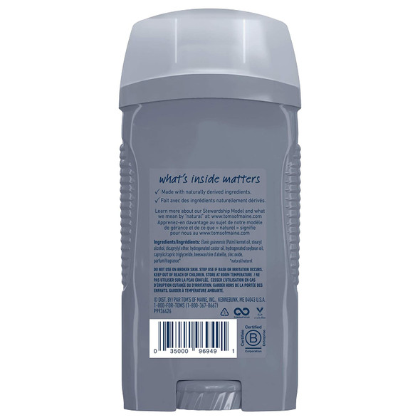 Tom's of Maine Natural Strength Aluminum-Free Deodorant for Men, Cedar Peak, 2.7 oz. (Pack of 2) (Packaging May Vary)