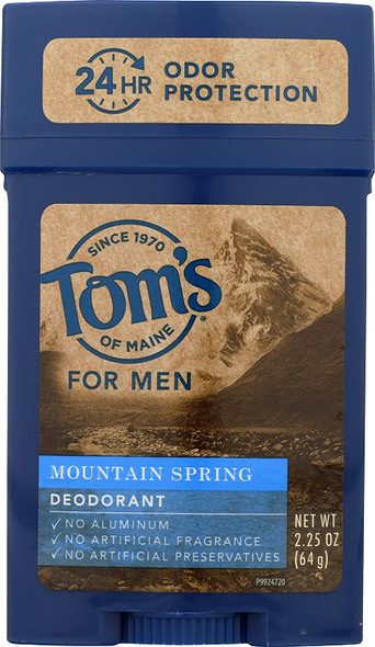 Tom's of Maine Natural Long Lasting Deodorant Stick, Mountain Spring, 2.25 Ounce