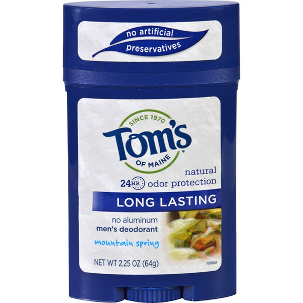 Tom's of Maine Men's Long Lasting Stick Deodorant, Mountain Spring 2.25 oz (Pack of 2)