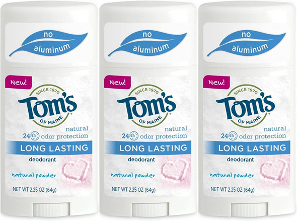 Tom's of Maine Powder Long-Lasting Deodorant Stick (Pack of 3)