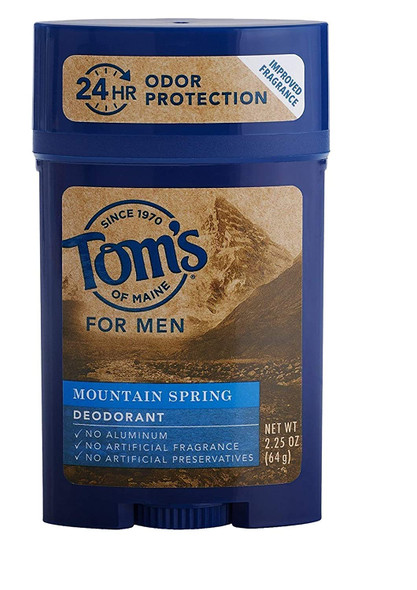 Tom's of Maine Men's Long Lasting Deodorant, Mountain Spring, 2.25 Ounce (Pack of 4)