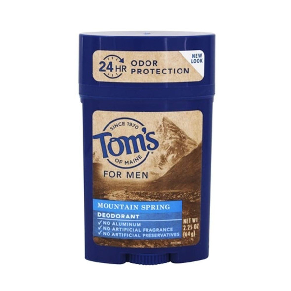 Tom's of Maine Men's Long Lasting Stick Deodorant, Mountain Spring 2.25 oz (Pack of 5)