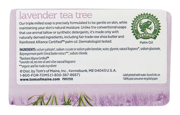 Tom's of Maine Natural Beauty Bar Soap With Raw Shea Butter, Lavender Tea Tree, 5 Ounce, 6 Count Tom's of Maine Natural Beauty Bar Soap With Raw Shea Butter, Lavender Tea Tree, 5 Ounce, 6 Count