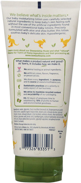 Tom's of Maine Fragrance Free Baby Lotion, 6 Fluid Ounce