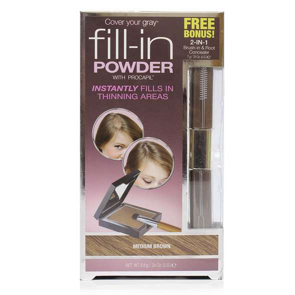 Cover Your Gray Fill In Powder - Medium Brown with 2in1 Brush-in and Root Concealer