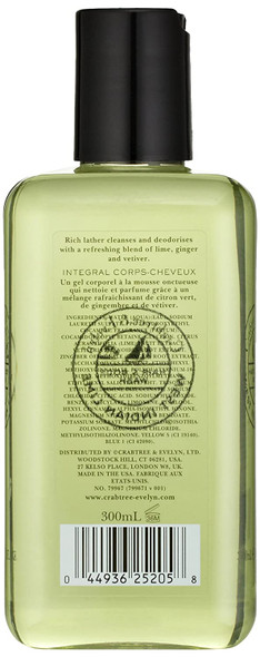 Crabtree & Evelyn Hair and Body Wash for Men, West Indian Lime, 10.1 Fl Oz