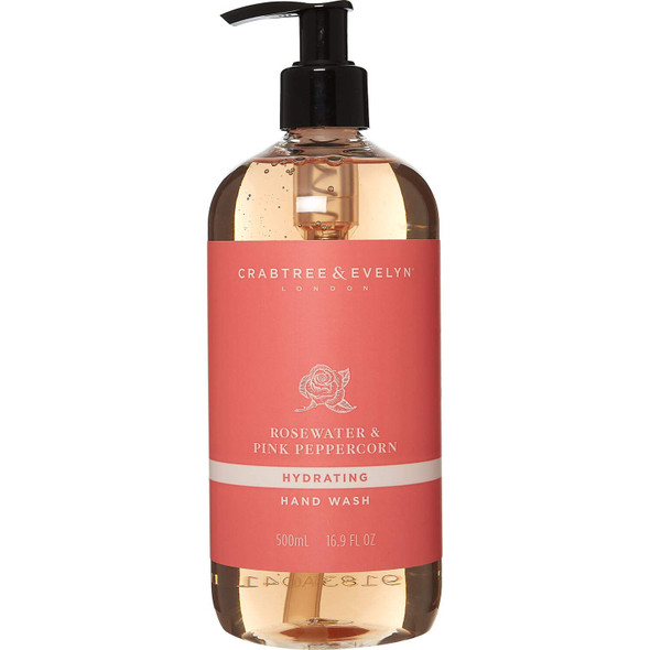 Crabtree & Evelyn Rosewater & Pink Peppercorn Hydrating Hand Wash, 16.9 Fl Oz
