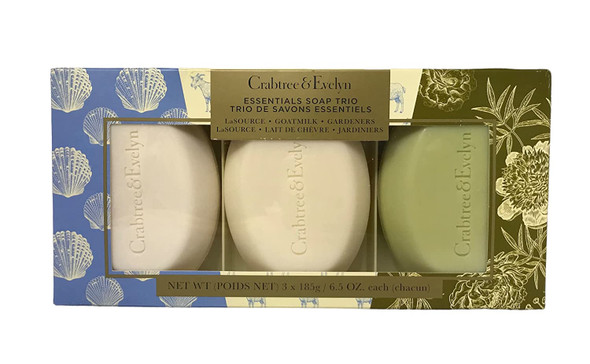 Crabtree & Evelyn Essentials Soap Trio La SOURCE GOATMILK GARDENERS NET WT 3 x 185g / 6.5 Oz