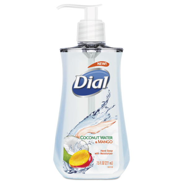 Dial 12158EA Antimicrobial Liquid Soap 7 1/2 oz Pump Bottle Coconut Water & Mango