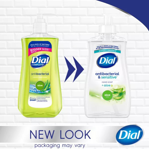 Dial Complete Antibacterial Liquid Hand Soap, Aloe Scent, 7.5 fl oz (12 count)