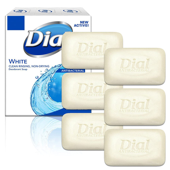 Dial White Antibacterial Deodorant Soap 3.2 oz bars 6 Bar Set