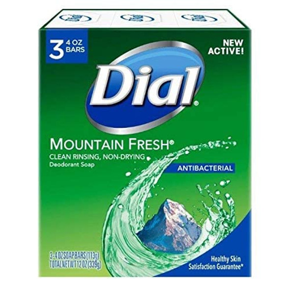 Dial Mountain Fresh Antibacterial Deodorant Bar Soap 3, 4 oz Soap Bars (Packs of 5)