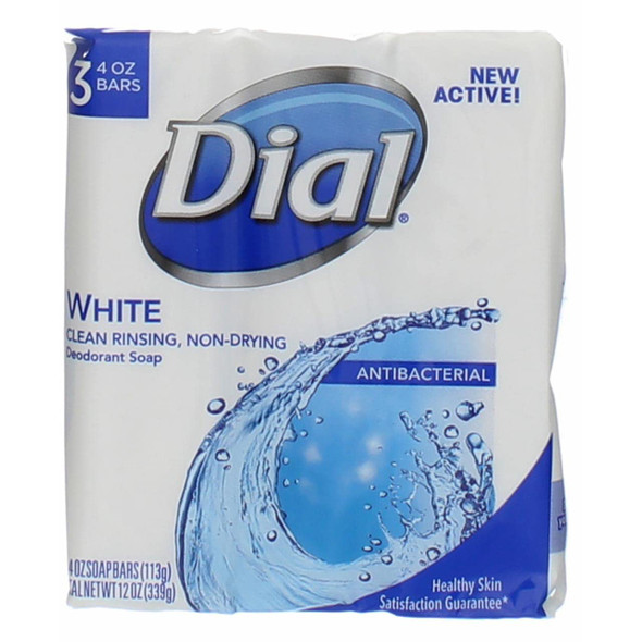 Dial Antibacterial Deodorant Bar Soap, 4 oz bars, White, 3 ea (Pack of 12)