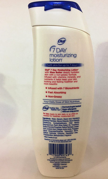 Dial 7 Day Moisturizing lotion Extra Dry Skin with Shea Butter and 7 Bionutrients 12 fl oz