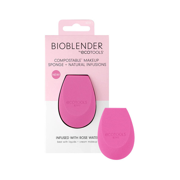 EcoTools Rose Water Bioblender, Compostable & Biodegradable Makeup Sponge, For Foundation & Base Coverage, Anti-inflammatory, Cruelty Free & Vegan, 1 Count
