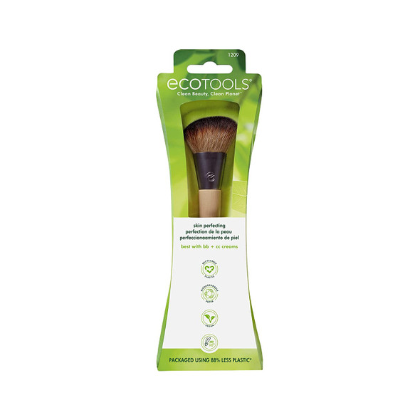 EcoTools Skin Perfecting Makeup Brush, For Liquid & Cream Makeup, Angled Brush Ideal for BB & CC Creams, Eco-Friendly, Dense, Synthetic Bristles, Vegan & Cruelty-Free, 1 Count