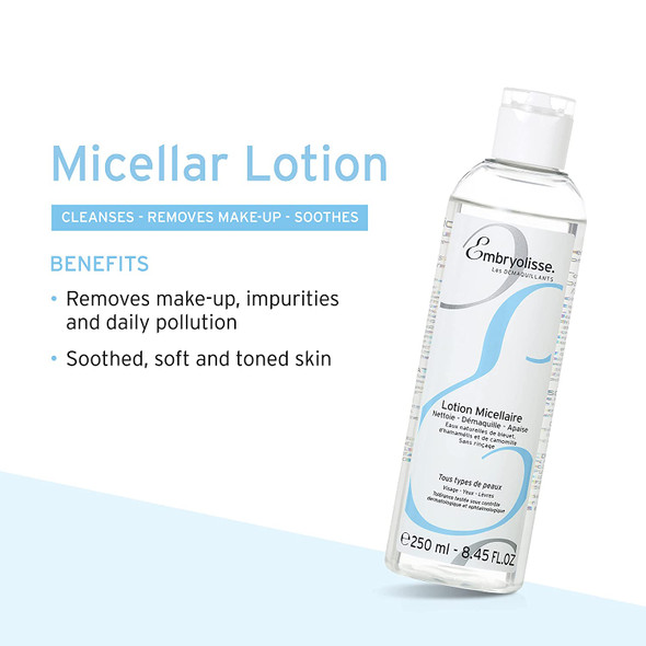 Embryolisse Micellar Lotion - Make-up Remover, Facial Cleanser & Moisturizer - No Soap or Water Needed