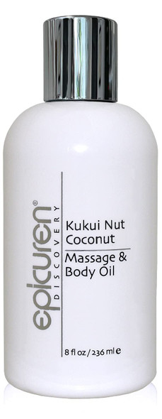 Epicuren Discovery Kukui Nut Coconut Massage & Body Oil, 8 oz.