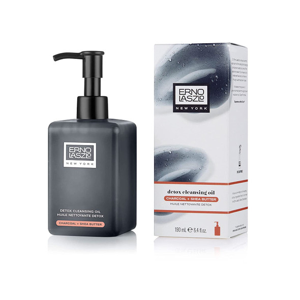 Erno Laszlo Detox Cleansing Oil | Lightweight Face Cleanser | Dissolve Makeup & Impurities with Charcoal & Shea Butter | 6.4 Fl Oz