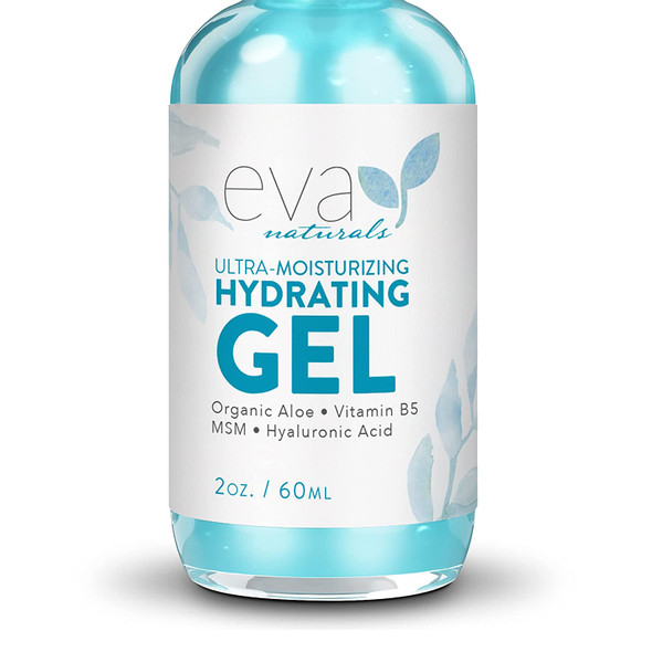 Eva Naturals Ultra Moisturizing Hydrating Gel, XL 2 oz. Bottle - Natural Face Moisturizer with Hyaluronic Acid, Aloe Vera, and Plant Stem Cells Hydrates, Smooths, Firms, and Plumps All Skin Types