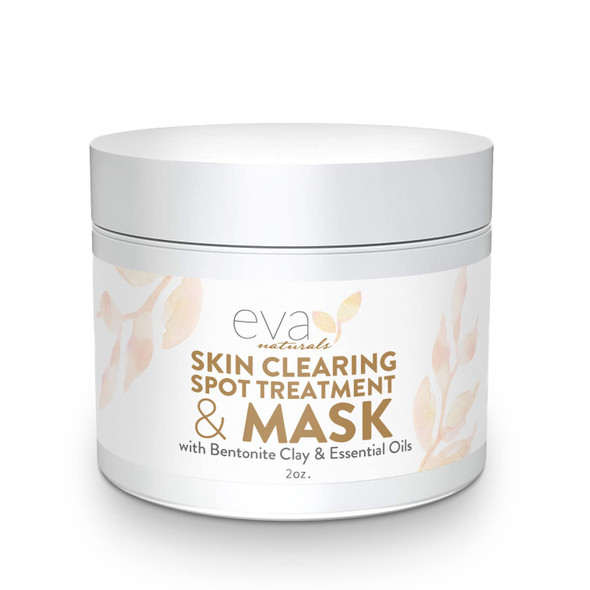 Eva Naturals Skin Clearing Acne Spot Treatment And Acne Cream- Face Acne Treatment With Witch Hazel and Kaolin Clay Mask Acne Treatment For Face Adult and Teen Breakouts, 2 oz.