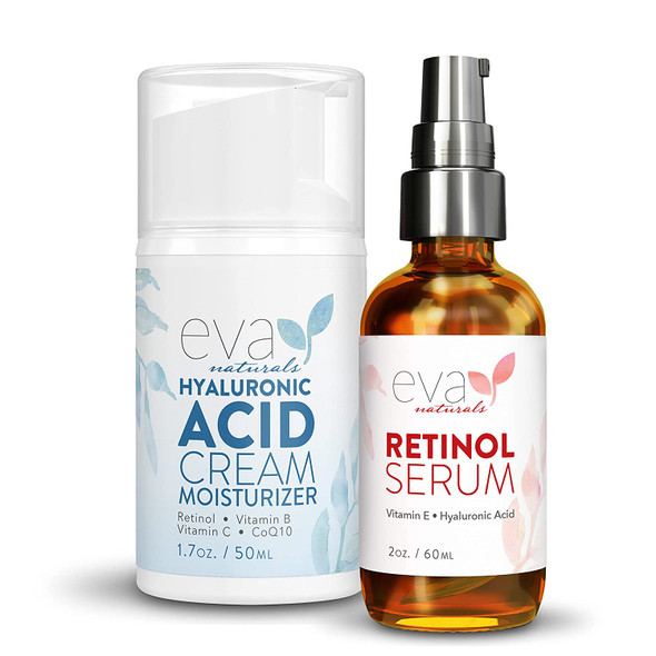 Retinol Serum and Hyaluronic Acid Cream Moisturizer Bundle - Hydrate and Firm