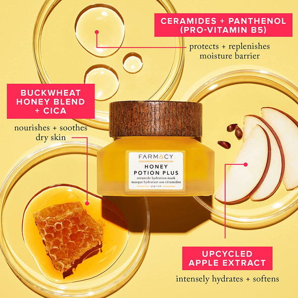 Farmacy Honey Potion Plus Face Mask - Antioxidant Rich Hydration Mask - Natural Moisturizing Facial Mask (1.7 Ounce/ 50 G)