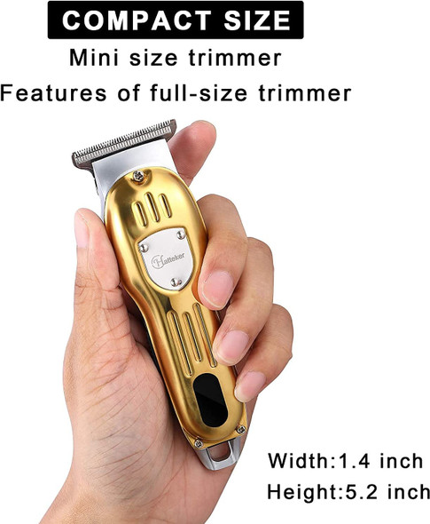 Hatteker Hair Clippers Professional Beard Trimmer for Men Mini Cordless Hair Cutting Set Kit Haircut Machine Rechargeable Gold