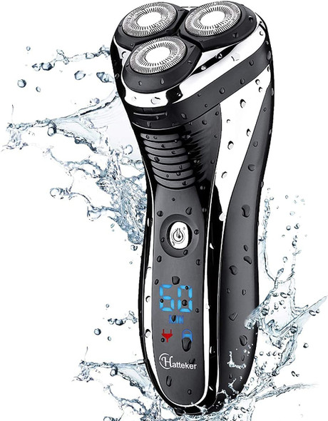 Hatteker Electric Shaver Rotary Razor Men Cordless Beard trimmer Pop-trimmer Wet Dry USB Rechargeable